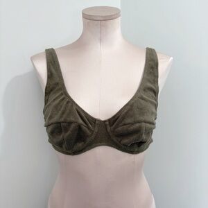 🌷SALE Myra Swim Siegil Terry Bikini Top Size Medium Olive Green Textured Underwi